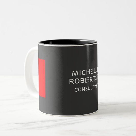 Stilvoll grau-rot Minimalistisch Moderne Zweifarbige Tasse (Vorderseite Links)