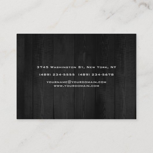 Stilvoll graues Holz Riesige rote Monogram Moderne Visitenkarte (Rückseite)