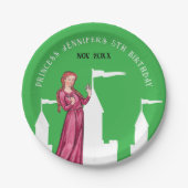 Stilvoll Grün und Rosa Prinzessin Märchenburg Pappteller (Vorderseite)