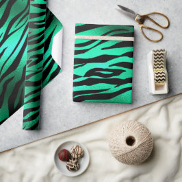 Stilvoll Grün und Schwarz Wild Tiger Streifen Safa Geschenkpapier