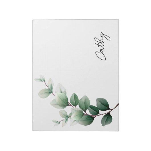 Stilvoll grüner Bleiname Notepad Notizblock (Rotiert)