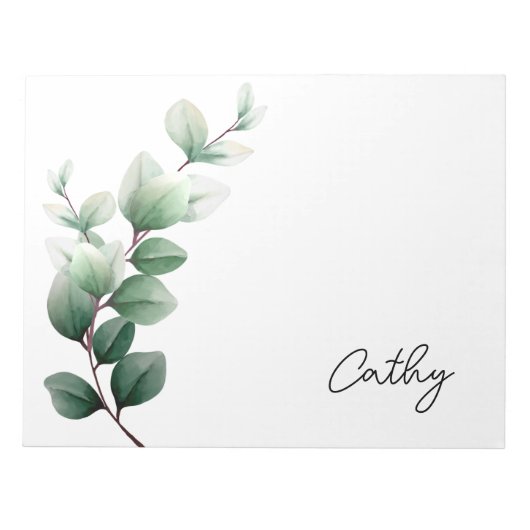 Stilvoll grüner Bleiname Notepad Notizblock (Vorderseite)