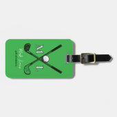 Stilvoll grünes Golfspielerteam, Mit Monogramm Gepäckanhänger (Vorderseite horizontal)