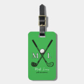 Stilvoll grünes Golfspielerteam, Mit Monogramm Gepäckanhänger (Vorderseite vertikal)