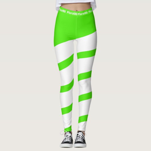 Stilvoll grünes Weiß-Training Leggings (Vorderseite)