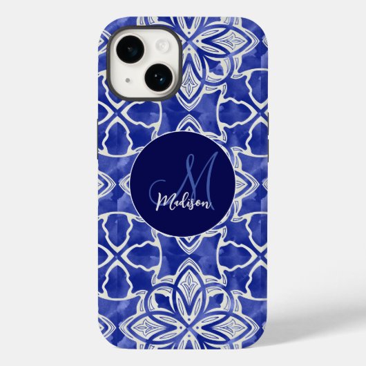 Stilvoll gürtelblau graue erste mit Monogramm Case-Mate iPhone Hülle (Rückseite)