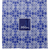 Stilvoll gürtelblau graue erste mit Monogramm Duschvorhang (Vorderseite)