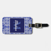Stilvoll gürtelblau graue erste mit Monogramm Gepäckanhänger (Vorderseite horizontal)