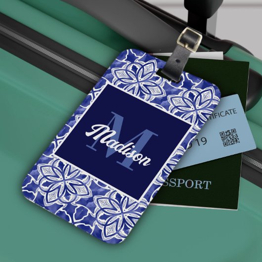 Stilvoll gürtelblau graue erste mit Monogramm Gepäckanhänger