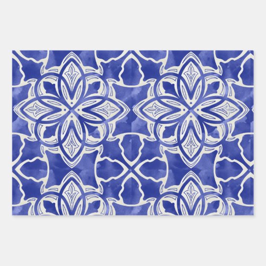 Stilvoll gürtelblau graue erste mit Monogramm Geschenkpapier Set (Vorderseite 3)