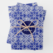 Stilvoll gürtelblau graue erste mit Monogramm Geschenkpapier Set (Beispiel)