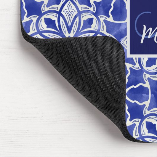 Stilvoll gürtelblau graue erste mit Monogramm Mousepad (Ecke)