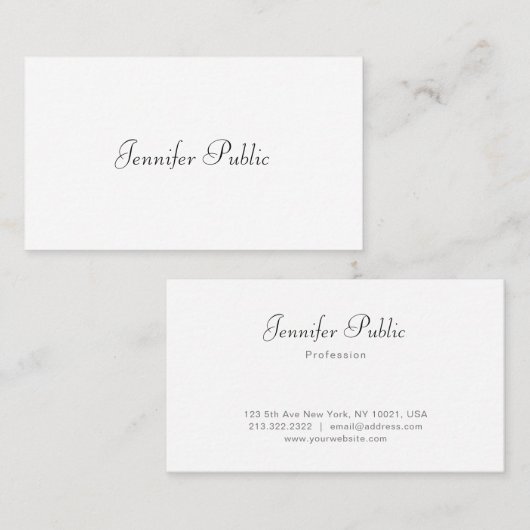 Stilvoll handgeschriebenes Skript Modernes Sleek W Visitenkarte (Vorne/Hinten)