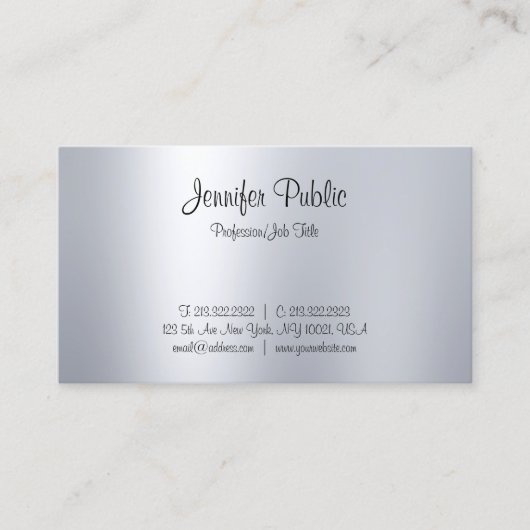 Stilvoll handgeschriebenes Skript Silver Look Mini Visitenkarte (Vorderseite)