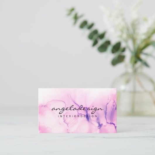 Stilvoll handgestrichene Wasserfarbe Ombre Splash Visitenkarte (Stehend Vorderseite)