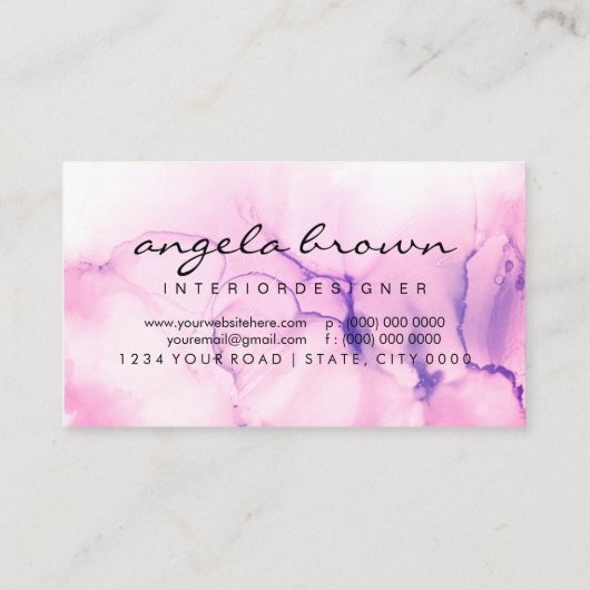 Stilvoll handgestrichene Wasserfarbe Ombre Splash Visitenkarte (Rückseite)