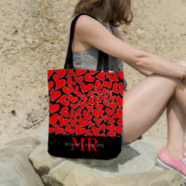 Stilvoll handgezeichnet Herz-Muster Personalisiert Tasche