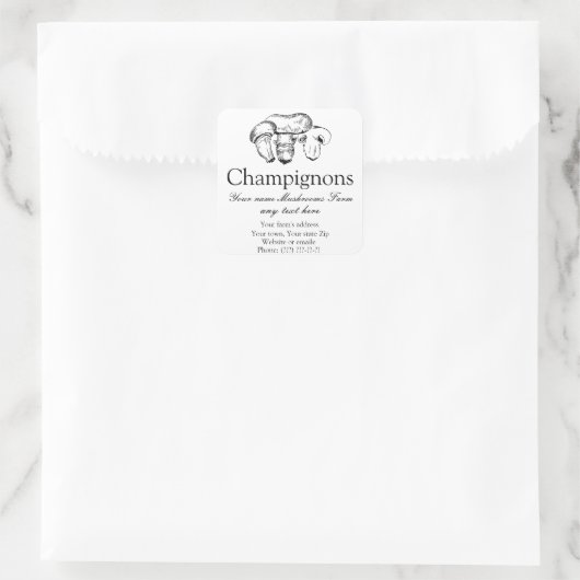 Stilvoll handgezeichnete Champignons Pilze Sticker (Tasche)