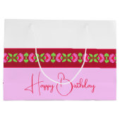 Stilvoll hell rosa und floral große geschenktüte (Rückseite)