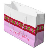 Stilvoll hell rosa und floral große geschenktüte (Vorderseite Schrägansicht)