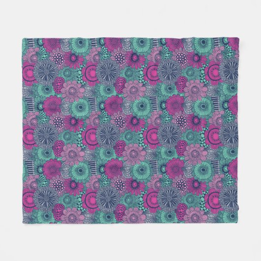 Stilvoll helles Muster prächtiger Blume Fleecedecke (Vorderseite (Horizontal))