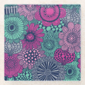 Stilvoll helles Muster prächtiger Blume Glasuntersetzer (Vorderseite)