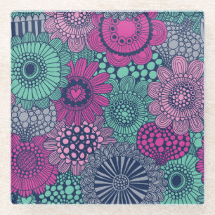 Stilvoll helles Muster prächtiger Blume Glasuntersetzer