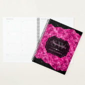 Stilvoll Hot Pink Glitzer und Black Edges Monogram Planer (Anzeige)