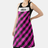 Stilvoll Hot Pink Karierter Individuelle Name Mode Schürze (InSitu)