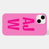 Stilvoll Hot Pink Monogram Case-Mate iPhone Hülle (Rückseite (Horizontal))