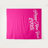 Stilvoll Hot Pink White Script glücklich Neues Jah Wandteppich (Vorderseite (Horizontal))