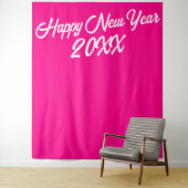 Stilvoll Hot Pink White Script glücklich Neues Jah Wandteppich (Beispiel)