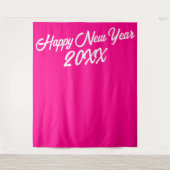 Stilvoll Hot Pink White Script glücklich Neues Jah Wandteppich (Vorderseite)