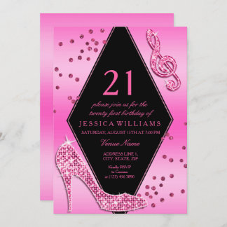 Stilvoll Hübsch Glitzy Pink 21. Geburtstag Einladung