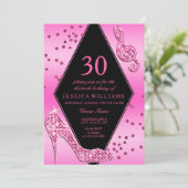 Stilvoll Hübsch Glitzy Pink 30. Geburtstag Einladung (Stehend Vorderseite)