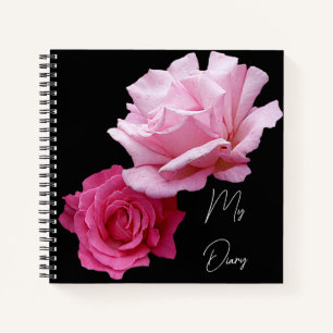 Stilvoll hübsch rosa Rosa Blume schwarz trendig bo Notizblock