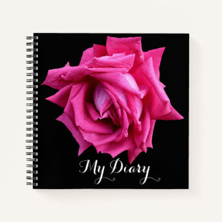Stilvoll hübsche, rosa Rose Blume Schwarz-Trend Notizblock