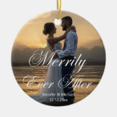 stilvoll, immer wieder, Hochzeit Foto minimal Keramik Ornament (Vorne)