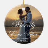 stilvoll, immer wieder, Hochzeit Foto minimal Keramik Ornament (Hinten)