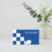 Stilvoll kariertes Blau und Weiß Beruflich Cool Visitenkarte (Stehend Vorderseite)