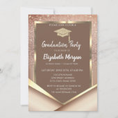 Stilvoll Kastanie Glitzer Diamonds Abschluss Einladung (Vorderseite)