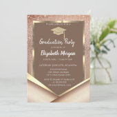 Stilvoll Kastanie Glitzer Diamonds Abschluss Einladung (Stehend Vorderseite)