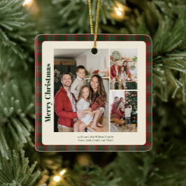 Stilvoll klassisch Kariert 3 Foto Weihnachten Keramikornament