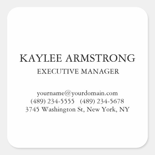 Stilvoll klassisch Schlicht schlicht Beruflich Quadratischer Aufkleber (Vorderseite)