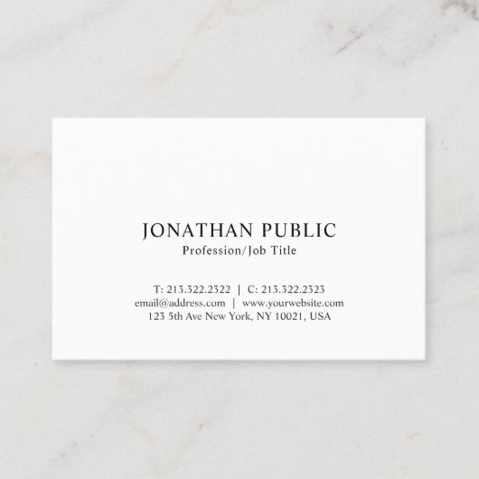 Stilvoll klassischer Look Minimalistisch Schlicht  Visitenkarte (Vorderseite)