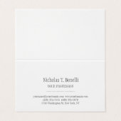Stilvoll klassisches Weiß Elegant Schlicht einfach Visitenkarten (Außenseite Aufgefaltet)