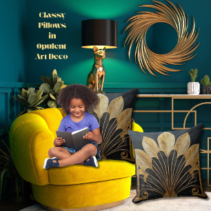 Stilvoll kühl Art Deco Gold Black 20 x 20 Baumwoll Kissen