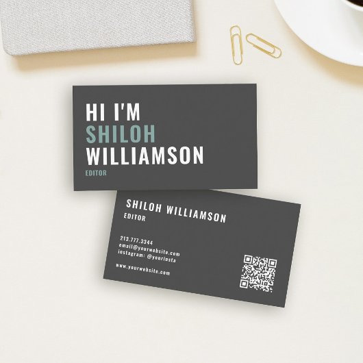 Stilvoll kühne Cool Striking Moderne Typografie QR Visitenkarte