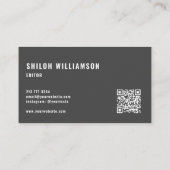 Stilvoll kühne Cool Striking Moderne Typografie QR Visitenkarte (Rückseite)