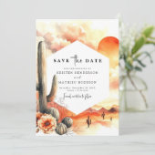 Stilvoll liebevolle Cactus Wedding Save The Date (Stehend Vorderseite)